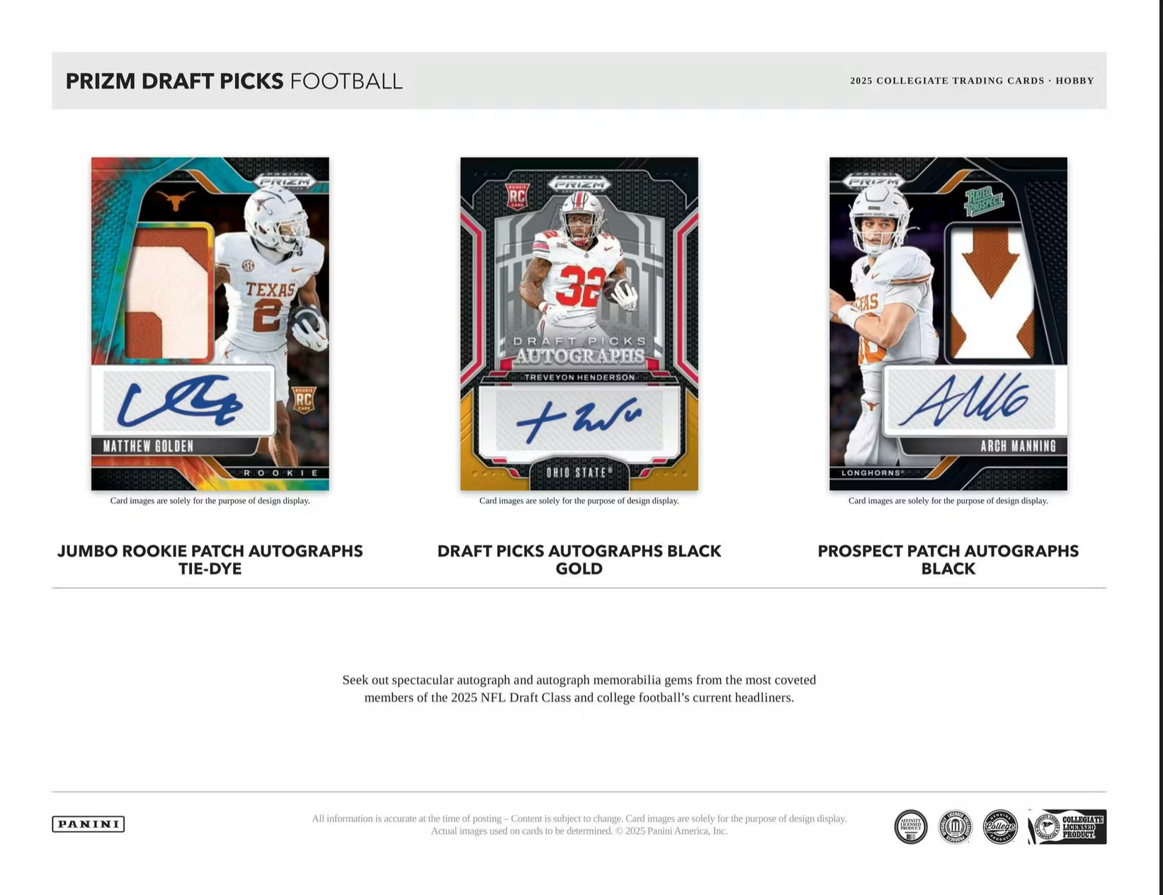 2025 Panini Prizm Draft Picks Football Hobby Box